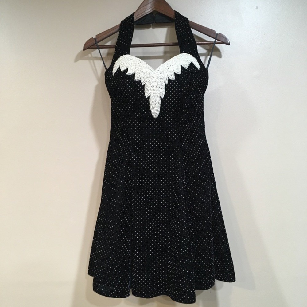 Alfred Angelo Black Dress with White Appliqué